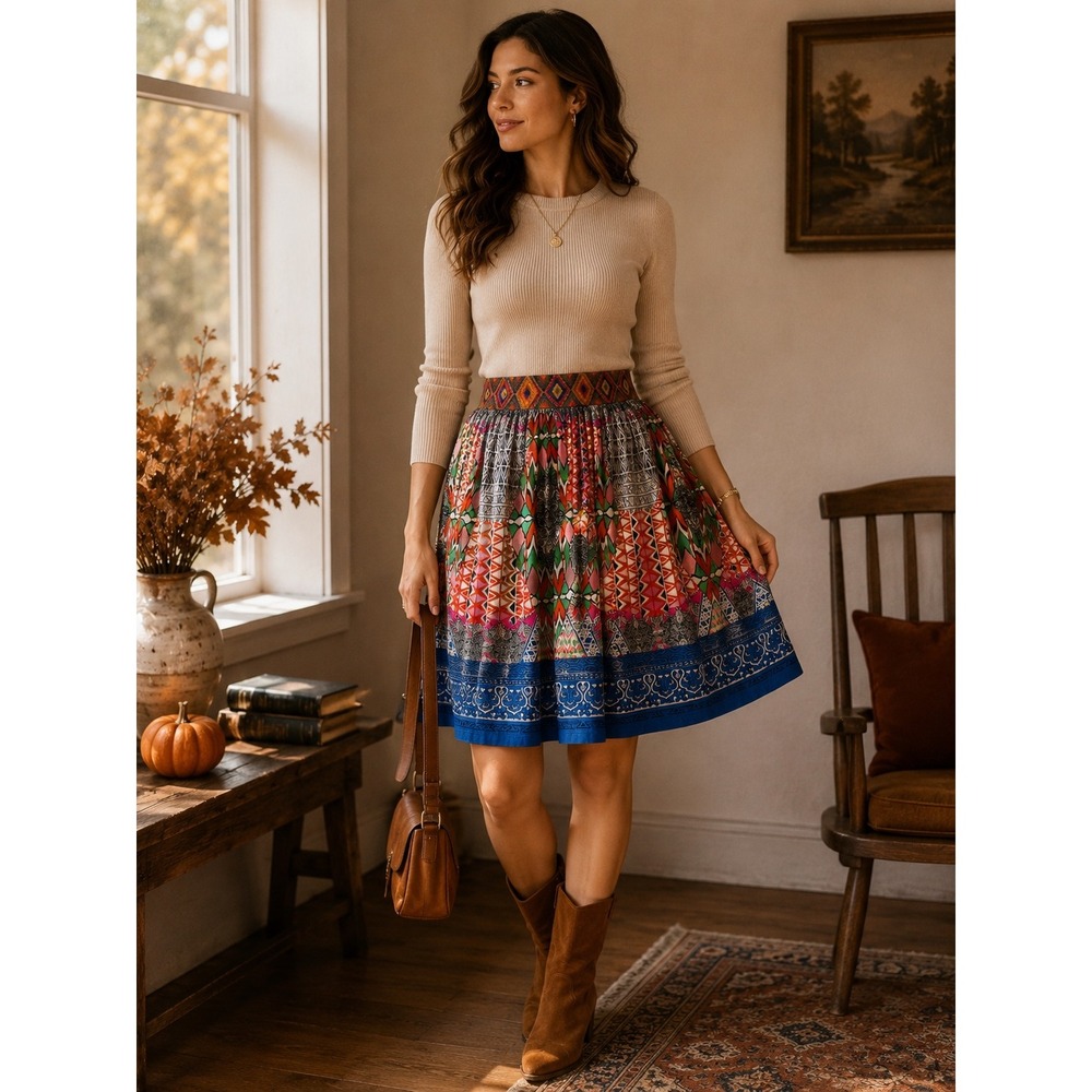 Flying Tomato Womens Multi Color Geometric Tribal Print Mini Skirt Size M